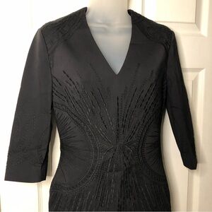 PH15 New black knee length dress size 6 stretch classic lined career